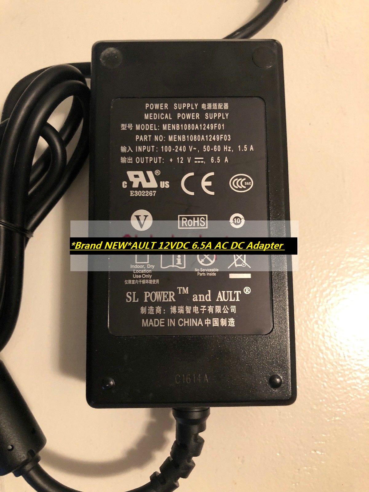 *Brand NEW*AULT MENB1080A1249F01 MENB1080A1249F03 Medical 12VDC 6.5A AC DC Adapter Power Supply